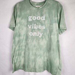Maurices Womens‎ Short Sleeve TShirt Good Vibes Only Size L Green
